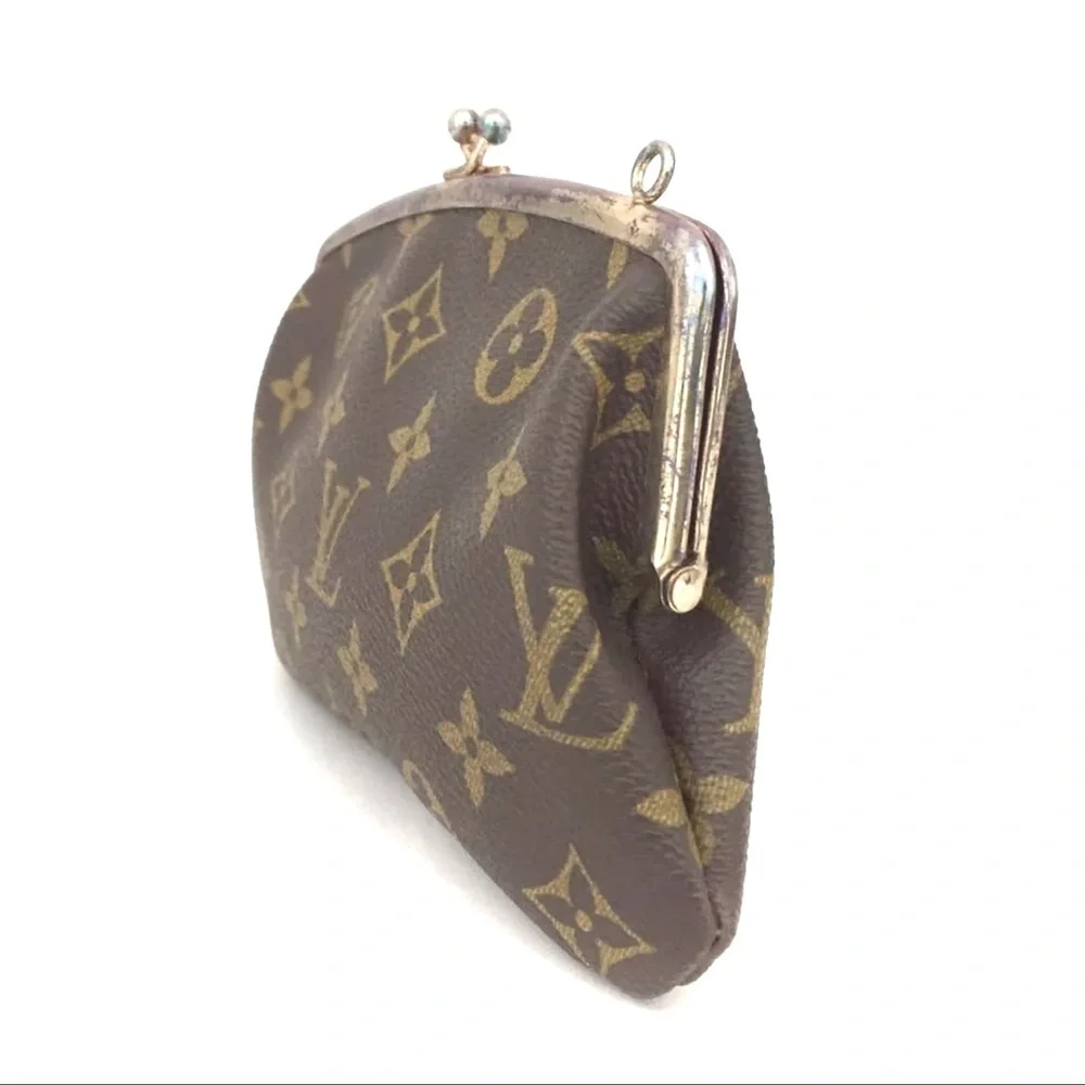 AUTH Louis Vuitton RARE Monogram French Twist Purse Kisslock Pouch - Picture 3 of 8